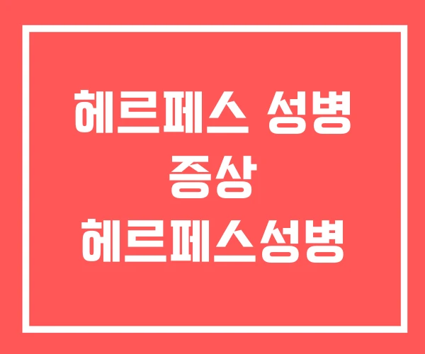 헤르페스 성병 증상 헤르페스성병
