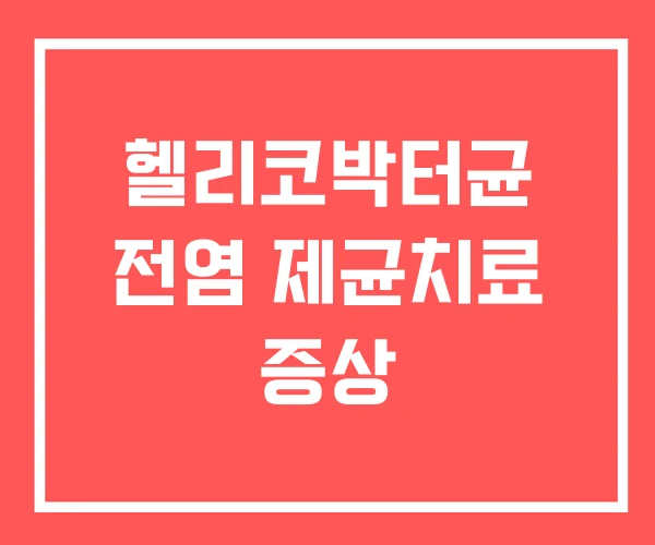 헬리코박터균 전염 제균치료 증상
