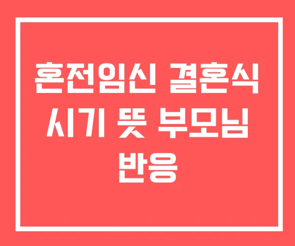 혼전임신 결혼식 시기 뜻 부모님 반응