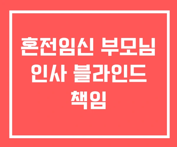 혼전임신 부모님 인사 블라인드 책임