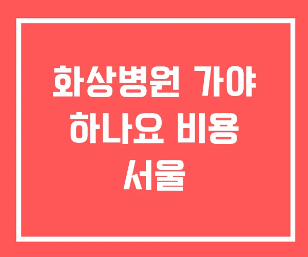 화상병원 가야 하나요 비용 서울