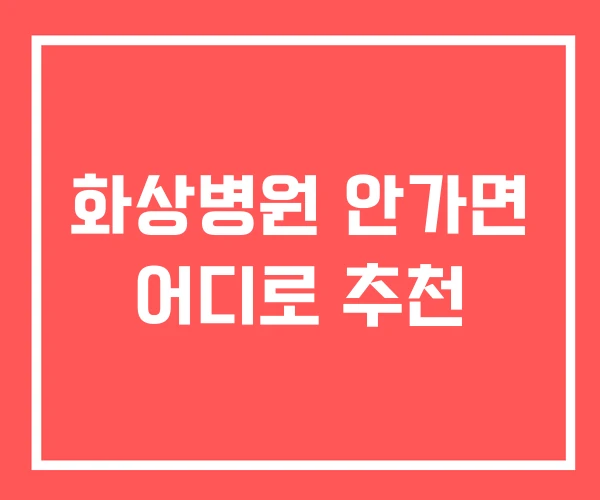 화상병원 안가면 어디로 추천