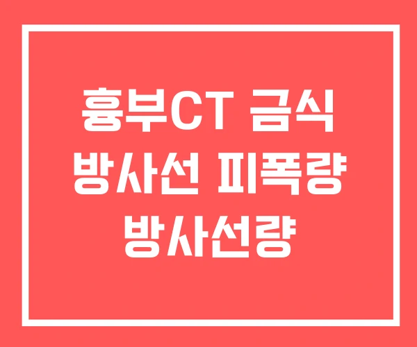 흉부CT 금식 방사선 피폭량 방사선량