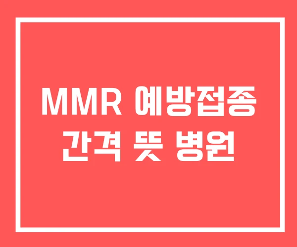 MMR 예방접종 간격 뜻 병원