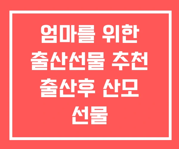 엄마를 위한 출산선물 추천 출산후 산모 선물