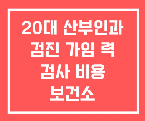 20대 산부인과 검진 가임 력 검사 비용 보건소