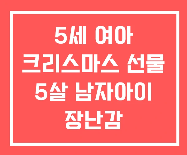 5세 여아 크리스마스 선물 5살 남자아이 장난감