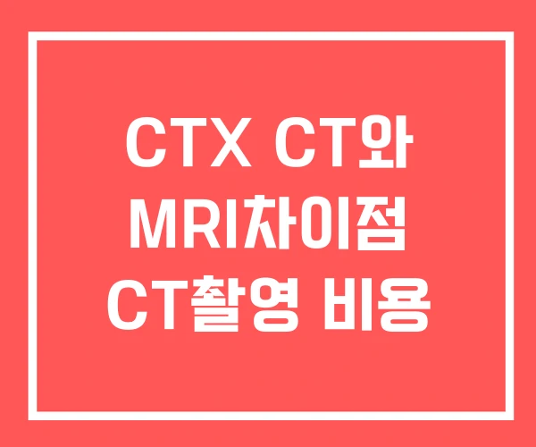 CTX CT와 MRI차이점 CT촬영 비용