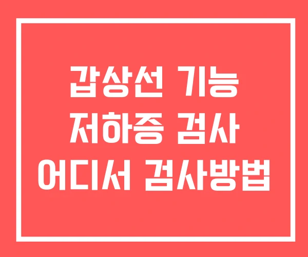 갑상선 기능 저하증 검사 어디서 검사방법