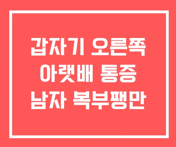 갑자기 오른쪽 아랫배 통증 남자 복부팽만