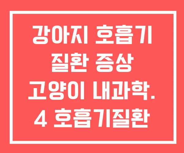 강아지 호흡기 질환 증상 고양이 내과학. 4 호흡기질환