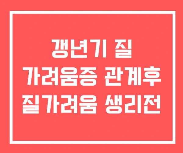 갱년기 질 가려움증 관계후 질가려움 생리전