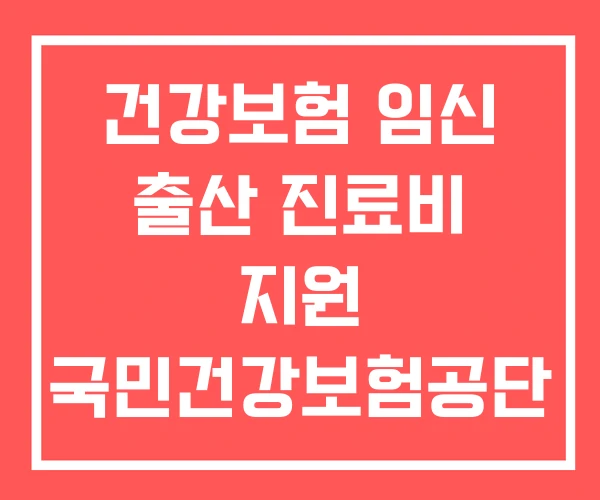 건강보험 임신 출산 진료비 지원 국민건강보험공단 등록