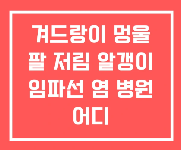 겨드랑이 멍울 팔 저림 알갱이 임파선 염 병원 어디
