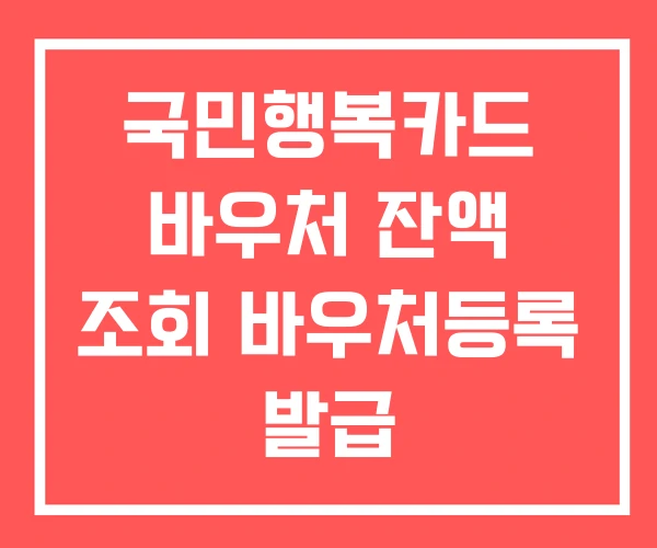 국민행복카드 바우처 잔액 조회 바우처등록 발급 국민행복카드 바우처 잔액 조회 바우처등록 발급