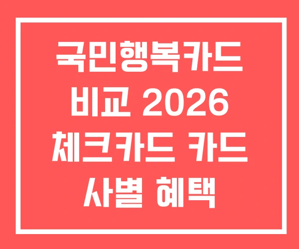 국민행복카드 비교 2026 체크카드 카드 사별 혜택