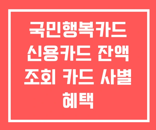 국민행복카드 신용카드 잔액 조회 카드 사별 혜택