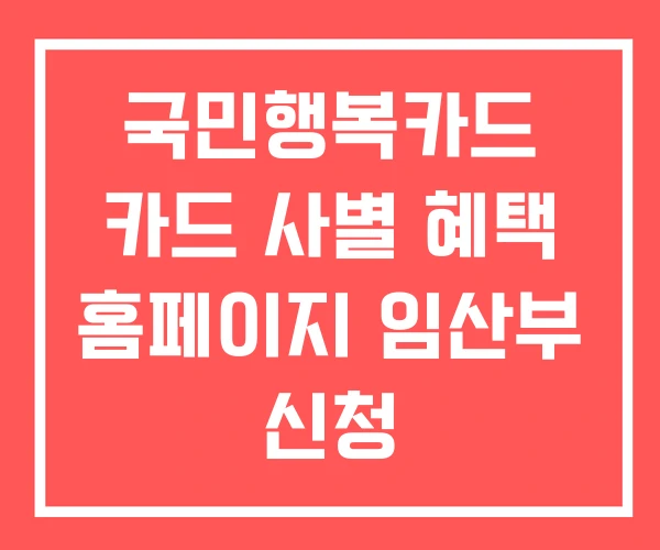 국민행복카드 카드 사별 혜택 홈페이지 임산부 신청