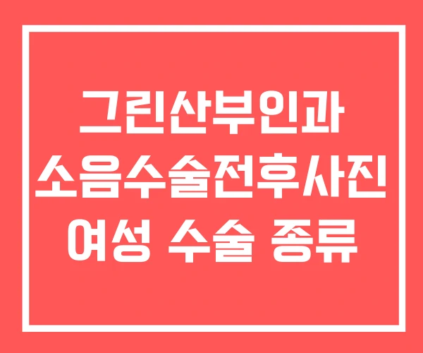 그린산부인과 소음수술전후사진 여성 수술 종류