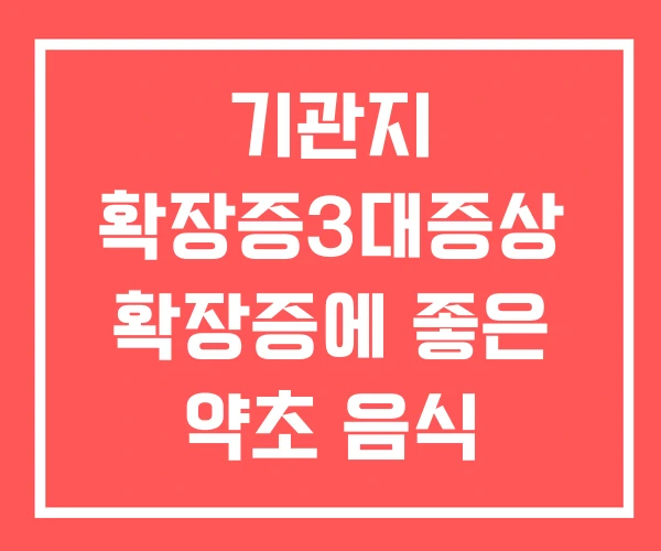 기관지 확장증3대증상 확장증에 좋은 약초 음식