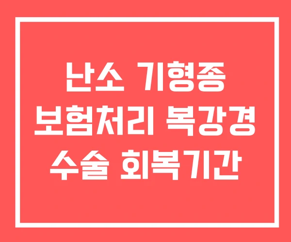 난소 기형종 보험처리 복강경 수술 회복기간