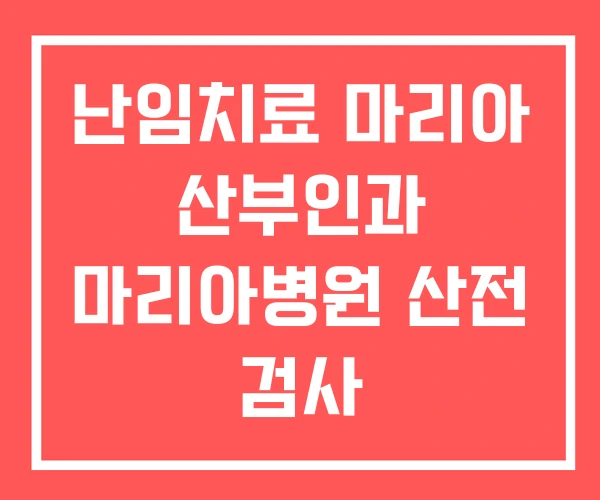 난임치료 마리아 산부인과 마리아병원 산전 검사