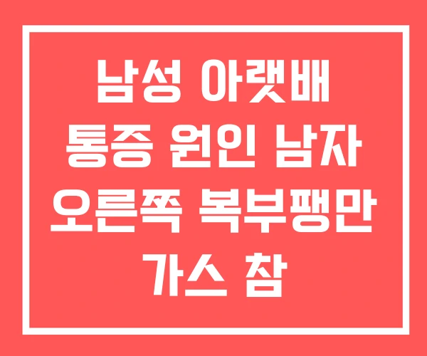 남성 아랫배 통증 원인 남자 오른쪽 복부팽만 가스 참