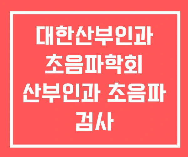 대한산부인과 초음파학회 산부인과 초음파 검사
