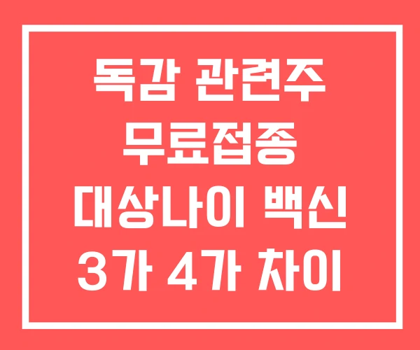독감 관련주 무료접종 대상나이 백신 3가 4가 차이 독감 관련주 무료접종 대상나이 백신 3가 4가 차이