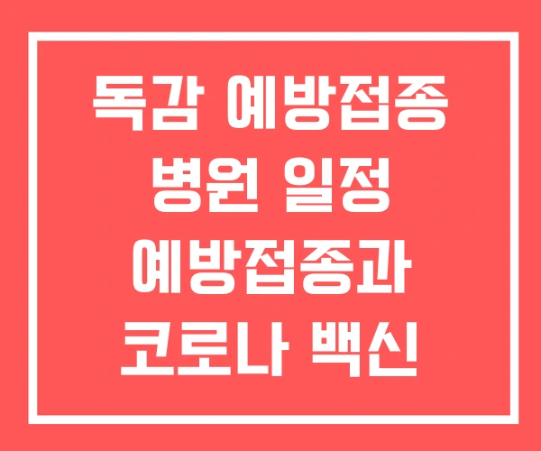 독감 예방접종 병원 일정 예방접종과 코로나 백신 예방주사