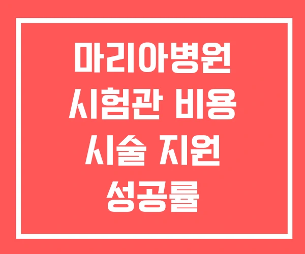 마리아병원 시험관 비용 시술 지원 성공률 마리아병원 시험관 비용 시술 지원 성공률