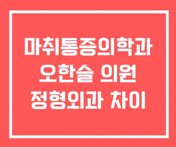 마취통증의학과 오한슬 의원 정형외과 차이