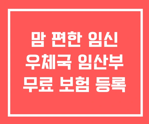 맘 편한 임신 우체국 임산부 무료 보험 등록