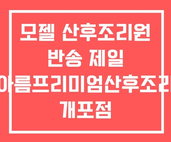 모젤 산후조리원 반송 제일 한아름프리미엄산후조리원 개포점