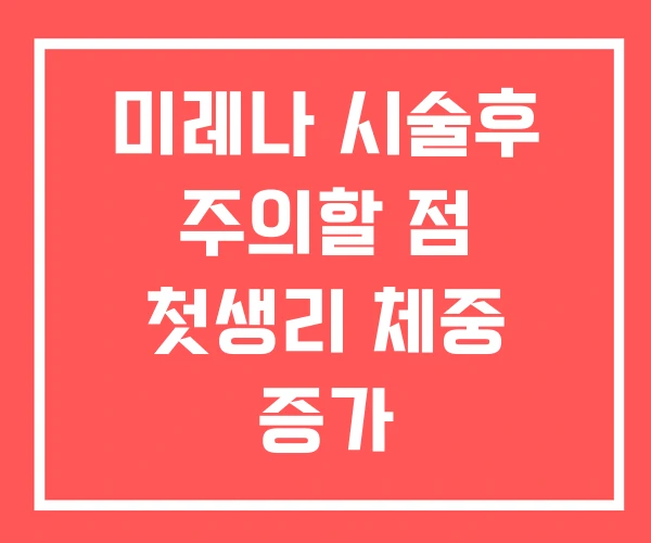 미레나 시술후 주의할 점 첫생리 체중 증가