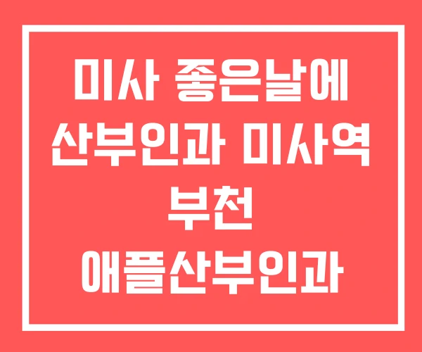 미사 좋은날에 산부인과 미사역 부천 애플산부인과