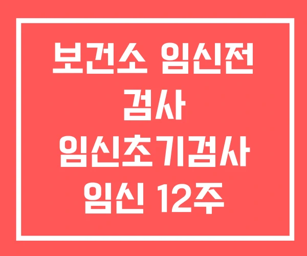 보건소 임신전 검사 임신초기검사 임신 12주 기형아