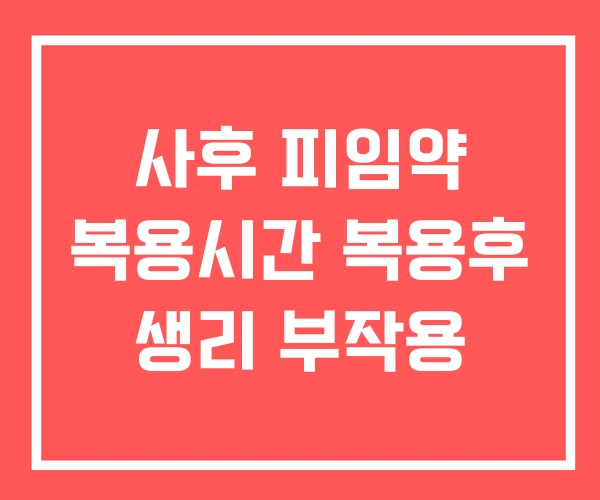 사후 피임약 복용시간 복용후 생리 부작용