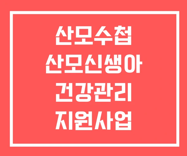 산모수첩 산모신생아 건강관리 지원사업 건강관리사