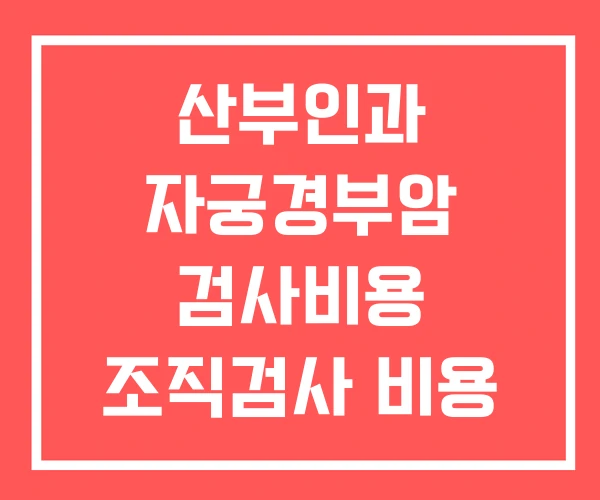 산부인과 자궁경부암 검사비용 조직검사 비용