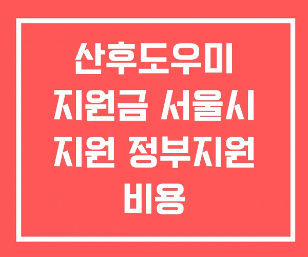 산후도우미 지원금 서울시 지원 정부지원 비용