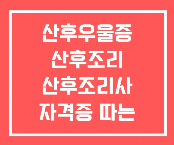 산후우울증 산후조리 산후조리사 자격증 따는 방법