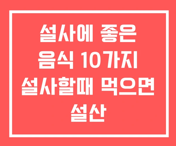 설사에 좋은 음식 10가지 설사할때 먹으면 설산
