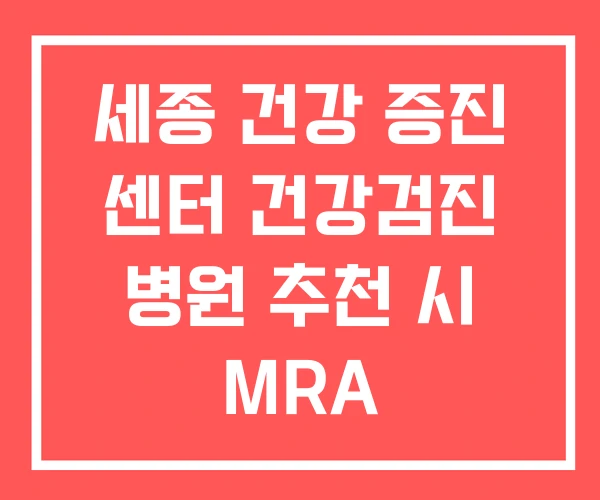 세종 건강 증진 센터 건강검진 병원 추천 시 MRA