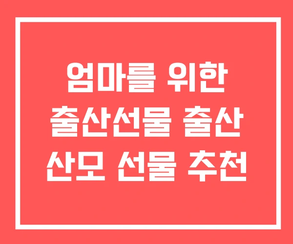엄마를 위한 출산선물 출산 산모 선물 추천