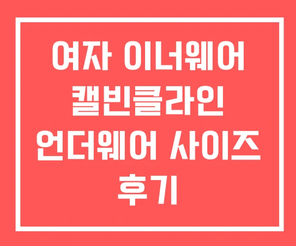 여자 이너웨어 캘빈클라인 언더웨어 사이즈 후기