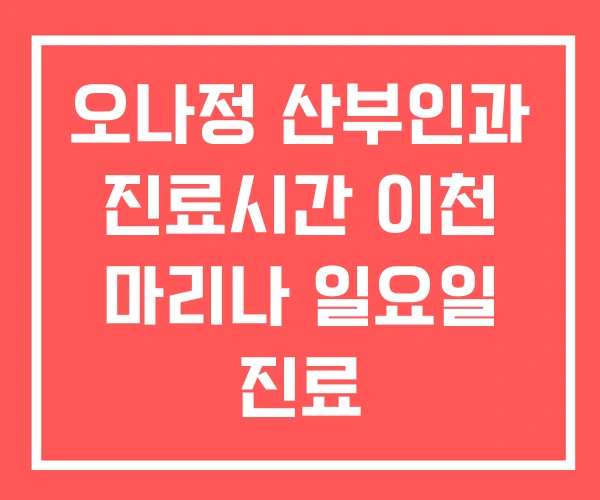 오나정 산부인과 진료시간 이천 마리나 일요일 진료 오나정 산부인과 진료시간 이천 마리나 일요일 진료