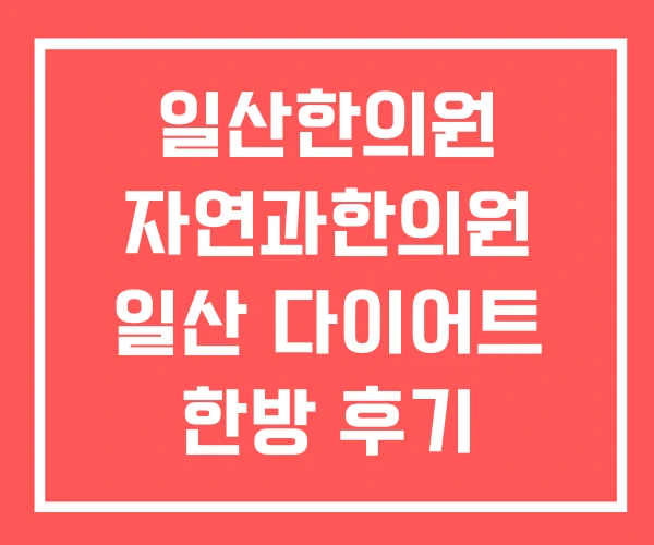 일산한의원 자연과한의원 일산 다이어트 한방 후기