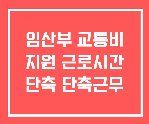 임산부 교통비 지원 근로시간 단축 단축근무