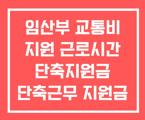 임산부 교통비 지원 근로시간 단축지원금 단축근무 지원금